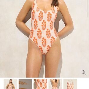 SZ Blockprints x J. Crew Orange scoop neck one piece bathing suit